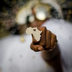 Close-up of hand holding bread