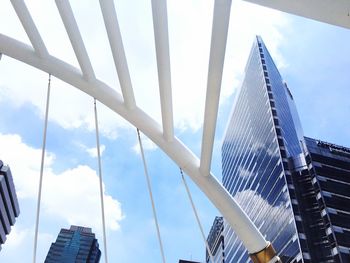 Low angle view of modern buildings against sky