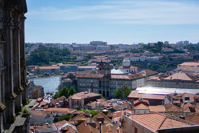 High angle view of townscape against sky