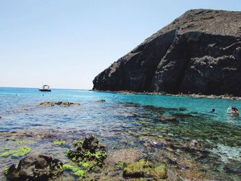 Scenic view of sea against clear sky