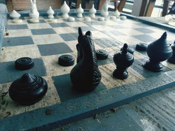 High angle view of chess board