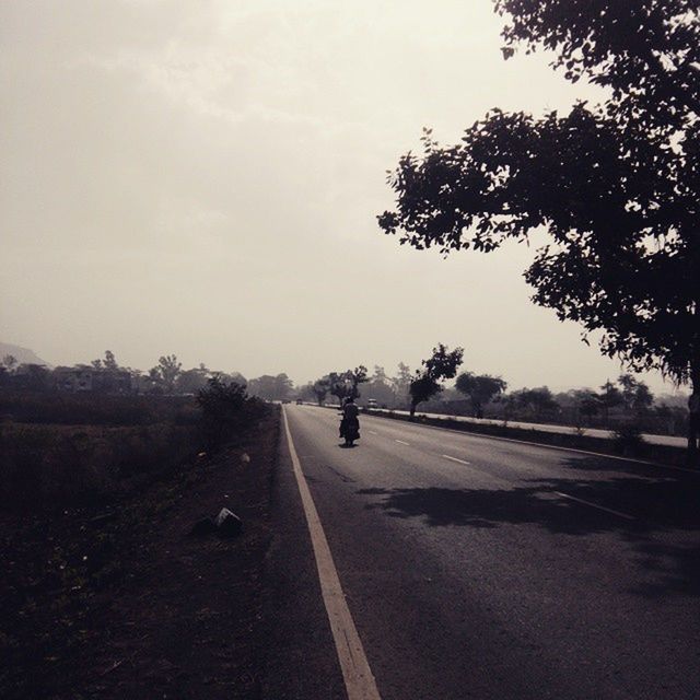 road, the way forward, transportation, tree, road marking, sky, vanishing point, diminishing perspective, street, country road, asphalt, car, empty road, nature, tranquility, landscape, outdoors, empty, tranquil scene, day