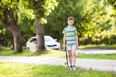 Portrait of boy in park