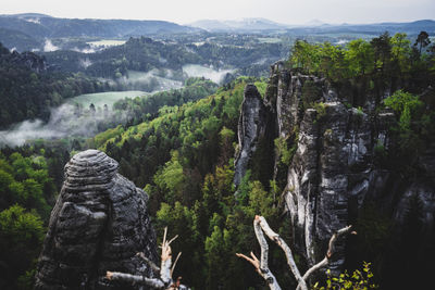 Sunrise, bastei, bastei bridge, architecture, fog, sun.