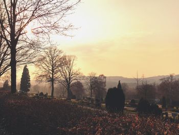 Scenic view of landscape against sky at sunset