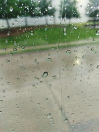 Close-up of water drops on glass
