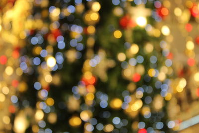 Defocused image of illuminated lights at night