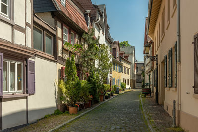 Small street in the historic old town of frankfurt-hoechst, germany