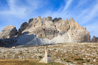 Views of war memorial at tre cime di lavaredo, in the italian dolomite alps