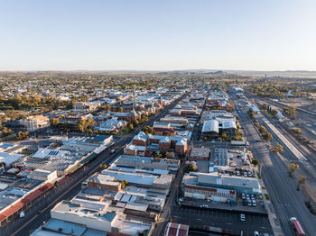 Broken hill cbd, new south wales, australia. argent street on the left, crystal street on the right.