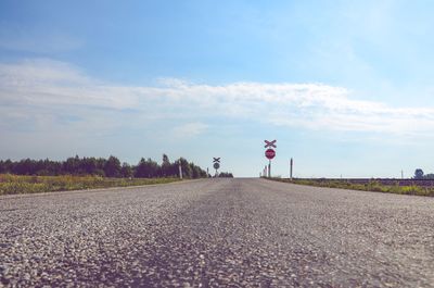 Surface level of road against sky