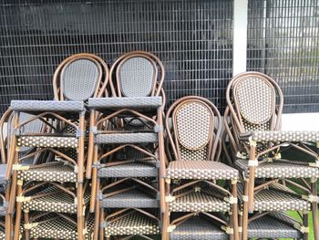 Close-up of empty chairs