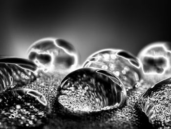 Close-up of water drops on glass