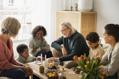 Family spending time together in living room