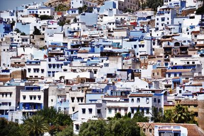 High angle view of buildings in city