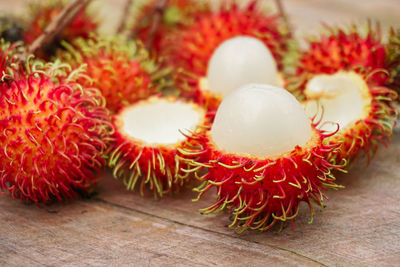 High angle view of fruits on table