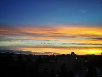 Cityscape against sky during sunset