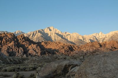 Scenic view of mountains against clear sky