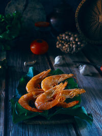 High angle view of fruits on table