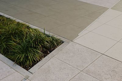 High angle view of tiled floor
