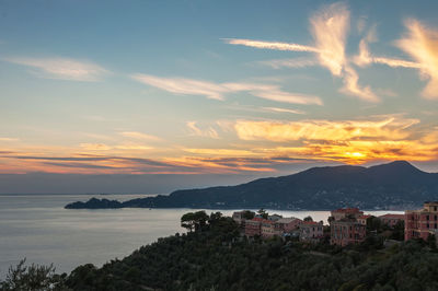 Scenic view of sunset over town