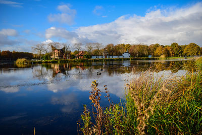 Scenic view of lake against sky