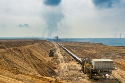 Germany, north rhine-westphalia, long conveyor belt in garzweiler surface mine