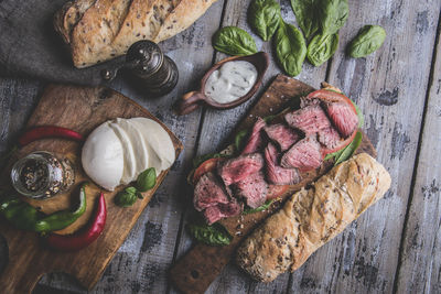 High angle view of food on table