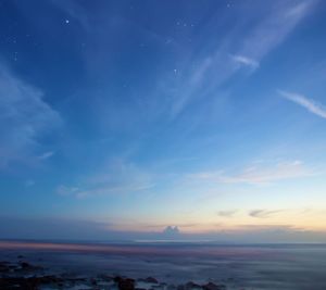 Scenic view of sea against sky at sunset