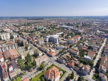 High angle view of townscape against sky