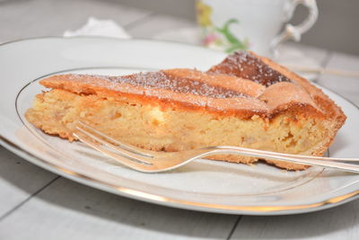 Close-up of dessert in plate on table