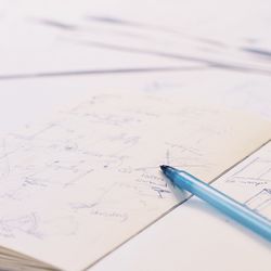 High angle view of pen on table