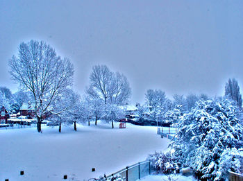 Scenic view of snow covered landscape