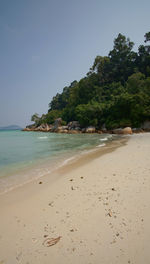 Scenic view of sea against clear sky