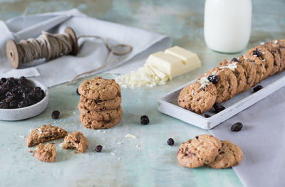 Close-up of cookies on table