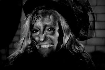 Portrait of smiling woman in stage costume