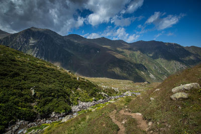 Scenic view of mountains against sky