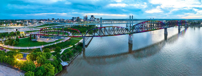 High angle view of bridge over river against sky