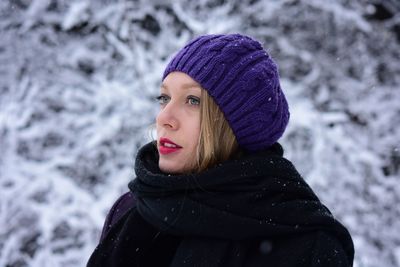 Young woman in warm clothing during winter