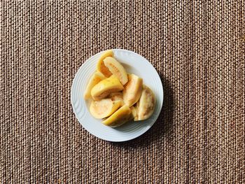High angle view of breakfast served on table