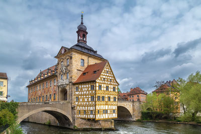 Old town hall  built in the middle of the regnitz river, accessible by two bridges, germany