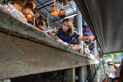 Low angle view of girl playing