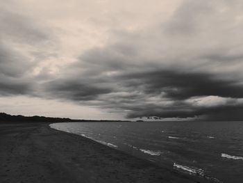 Scenic view of sea against cloudy sky