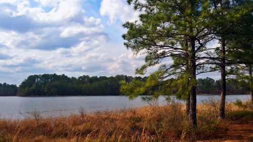 Scenic view of lake against sky