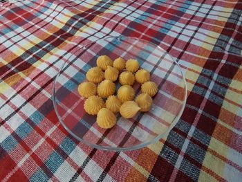 High angle view of fruits on table