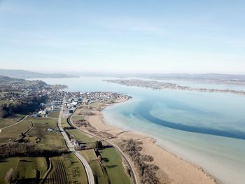 High angle view of beach against sky