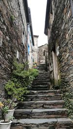 Steps amidst buildings in city against sky