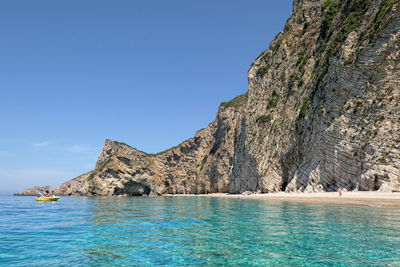 Scenic view of sea against blue sky