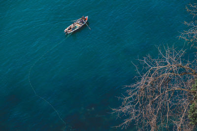 High angle view of people in sea