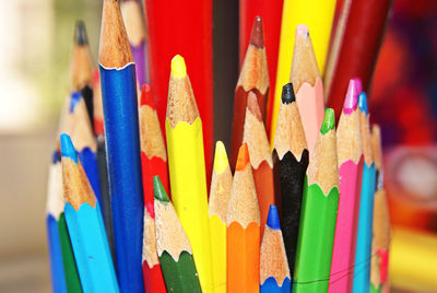 Close-up of colored pencils